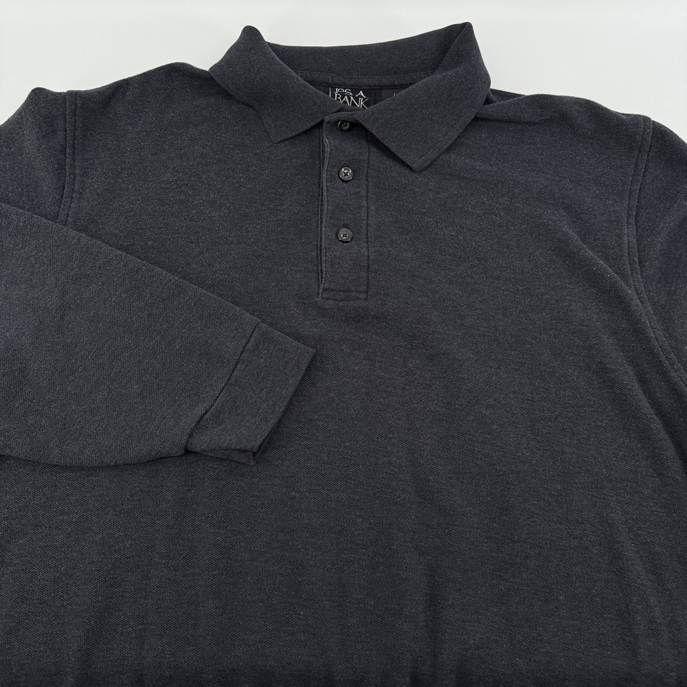 JOS A BANK Traveler's Collection Polo Shirt Men's L Dark Gray Long Sleeve Cotton